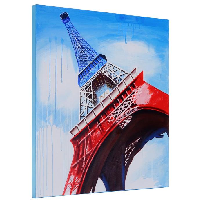 lgemlde Eiffelturm Tricolore, 100% handgemaltes Wandbild Gemlde XL, 100x100cm