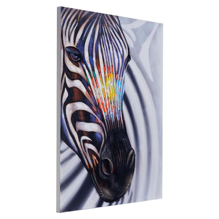 lgemlde Zebrakopf, 100% handgemaltes Wandbild Gemlde XL, 120x90cm