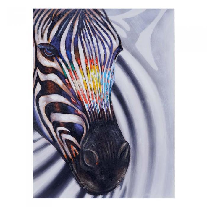 lgemlde Zebrakopf, 100% handgemaltes Wandbild Gemlde XL, 120x90cm