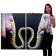 Ölgemälde 2x Elefant, 100% handgemaltes Wandbild Gemälde XL, 120x90cm