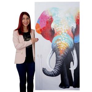 lgemlde Elefant II, 100% handgemaltes Wandbild Gemlde XL, 140x70cm