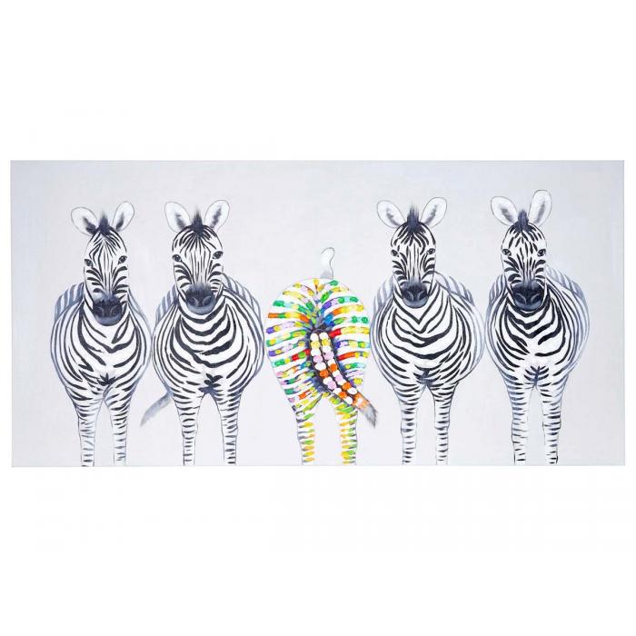 lgemlde Zebras II, 100% handgemaltes Wandbild Gemlde XL, 140x70cm