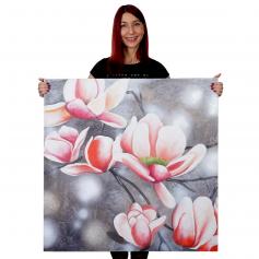 lgemlde Blumenzweig, 100% handgemaltes Wandbild Gemlde XL, 90x90cm