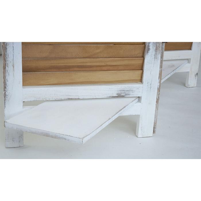 Paravent T752, Trennwand Raumteiler mit Regalbden 170x125cm, Shabby Look ~ wei/braun