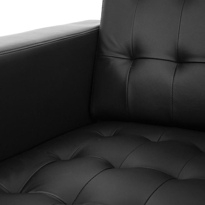 B-Ware (Löcher im Kunstleder, SK 6)| 3er Sofa Kunda, Couch Loungesofa, Kunstleder, Metall-Füße ~ schwarz