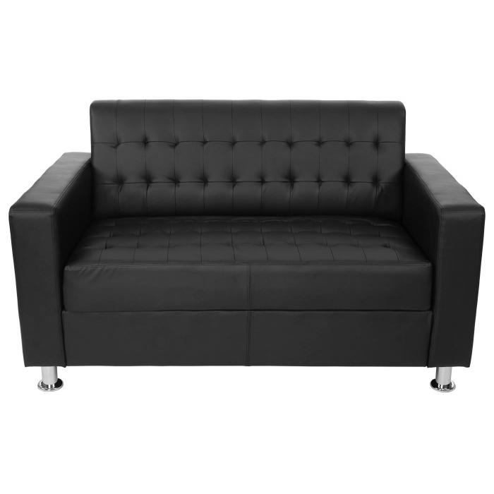 2er Sofa Kunda, Couch Loungesofa, Kunstleder, Metall-Fe ~ schwarz