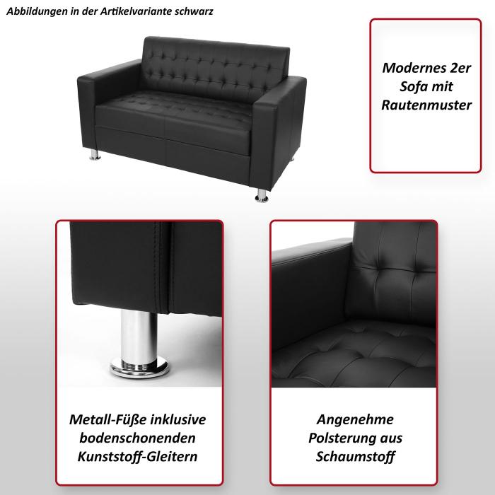 2er Sofa Kunda, Couch Loungesofa, Kunstleder, Metall-Fe ~ schwarz