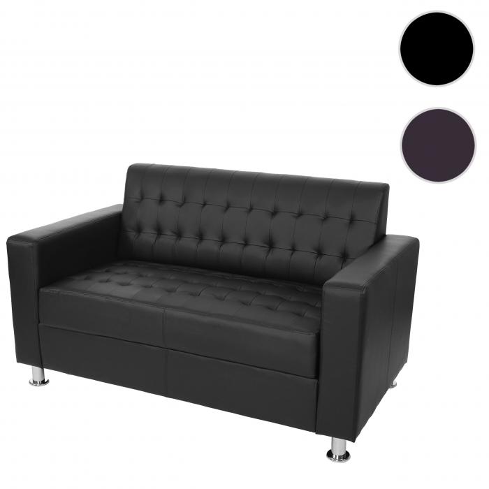 2er Sofa Kunda, Couch Loungesofa, Kunstleder, Metall-Fe ~ schwarz