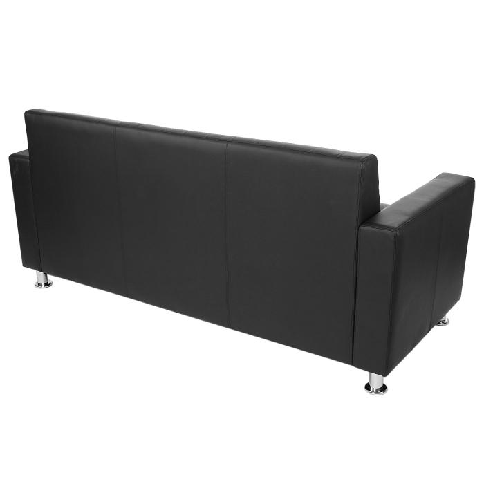B-Ware (Löcher im Kunstleder, SK 6)| 3er Sofa Kunda, Couch Loungesofa, Kunstleder, Metall-Füße ~ schwarz