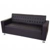 3er Sofa Kunda, Couch Loungesofa, Kunstleder, Metall-Füße 180cm ~ coffee