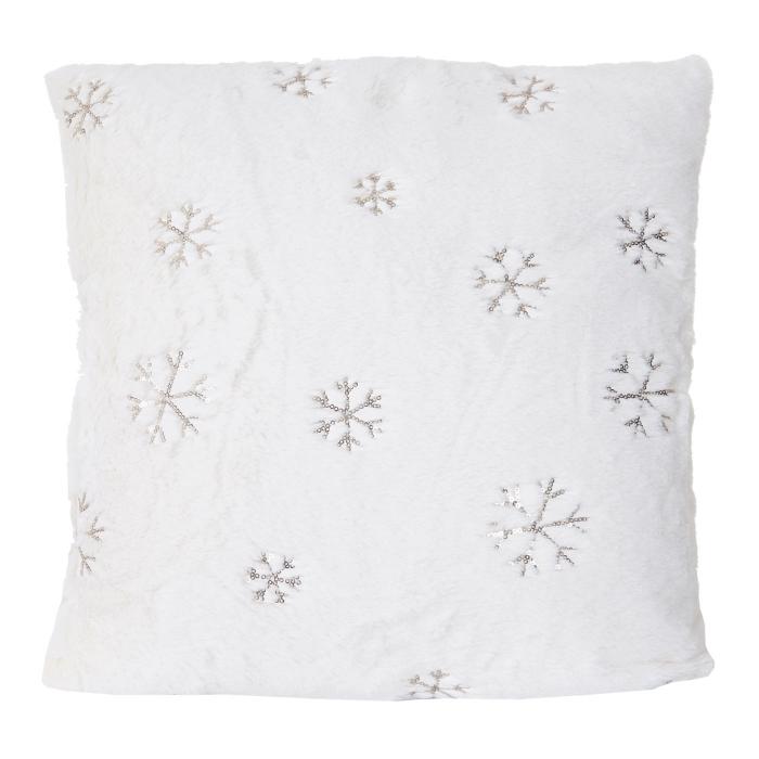 Set Wohndecke + Deko-Kissen Schnee, Kuscheldecke Sofadecke Zierkissen+Fllung, flauschig Pailletten