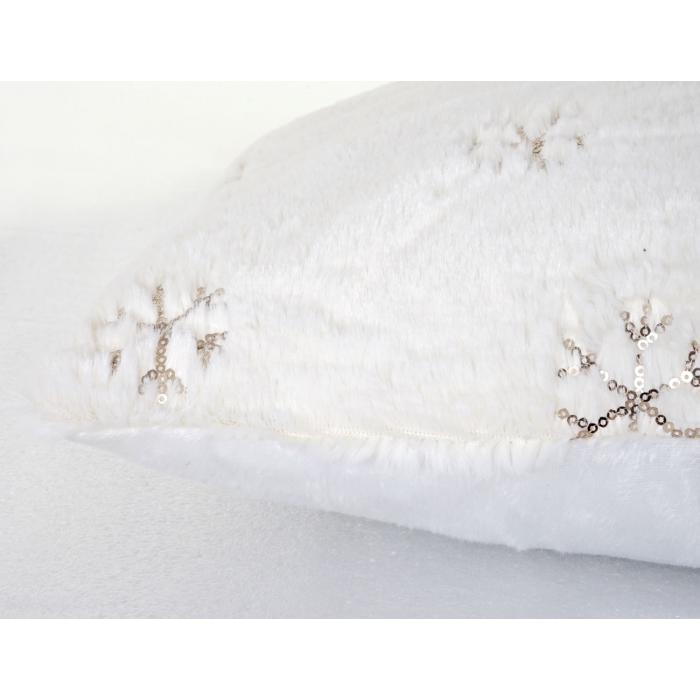 Set Wohndecke + Deko-Kissen Schnee, Kuscheldecke Sofadecke Zierkissen+Fllung, flauschig Pailletten