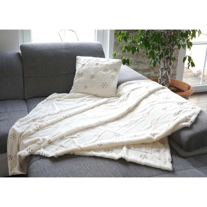 Wohndecke Schnee, Tagesdecke Kuscheldecke Sofadecke, flauschig wei Pailletten 150x120cm