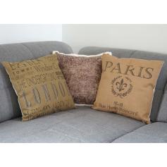 3er Set Deko-Kissen London + Paris + Wildlederimitat, Sofakissen Zierkissen mit Fllung 45x45cm