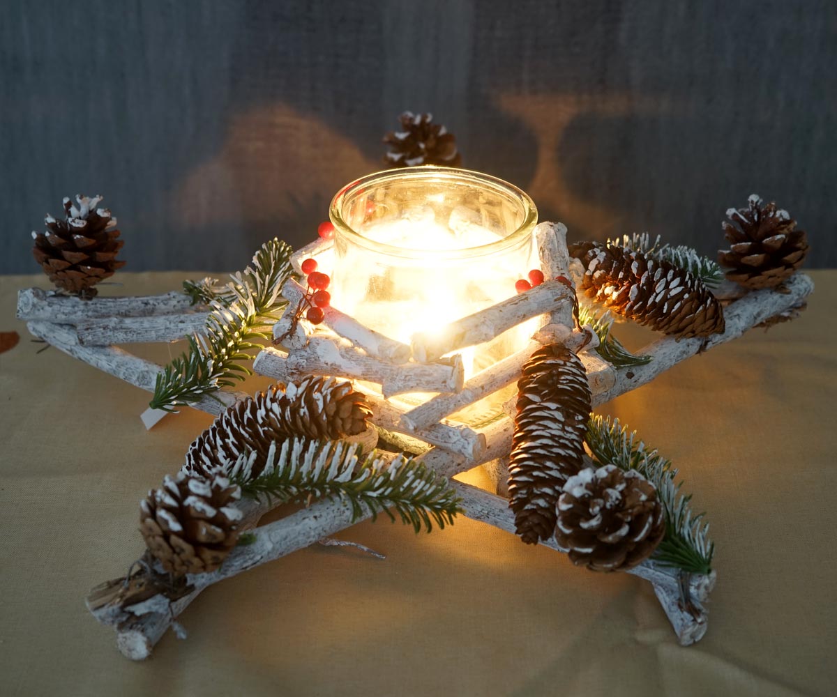 Stern, weihnachtsdeko tischdeko, holz mit kerzenglas 40x40x12cm ...