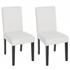 B-Ware (Beine vermackt SK2) | 2er-Set Esszimmerstuhl Stuhl Küchenstuhl Littau ~ Kunstleder, weiß matt