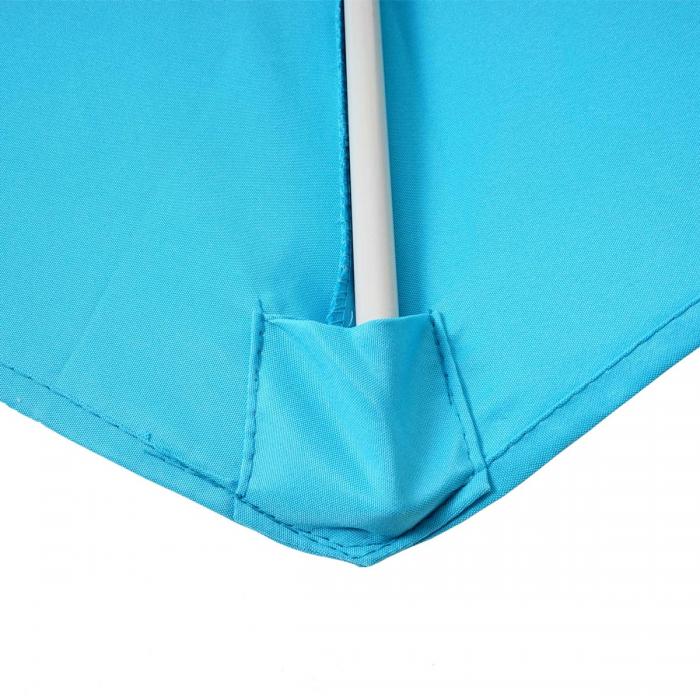 Sonnenschirm halbrund Parla, Halbschirm Balkonschirm, UV 50+ Polyester/Alu 3kg ~ 270cm trkis mit Stnder