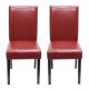 2x Esszimmerstuhl Stuhl Küchenstuhl Littau ~ Leder, rot, dunkle Beine