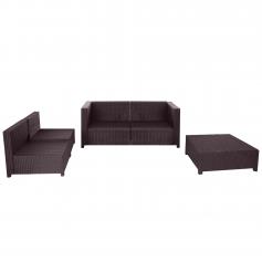 Poly-Rattan-Garnitur Tapa, Gartengarnitur Sitzgruppe Lounge-Set Sessel Sofa, Alu braun