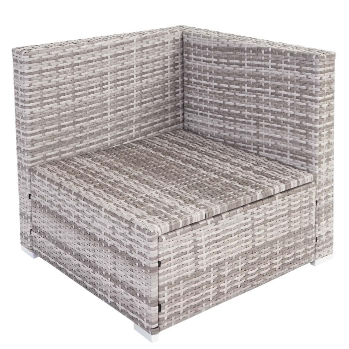 Poly-Rattan-Garnitur Brescia, Gartengarnitur Sitzgruppe Sofa Lounge-Set ~ grau, Kissen creme