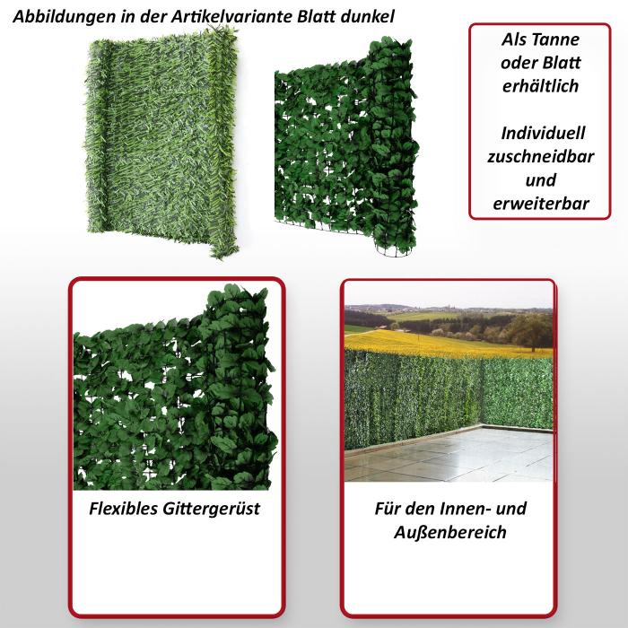 Balkonsichtschutz N77, Sichtschutz Windschutz Verkleidung fr Balkon Terrasse Zaun ~ 300x100cm Tanne hell