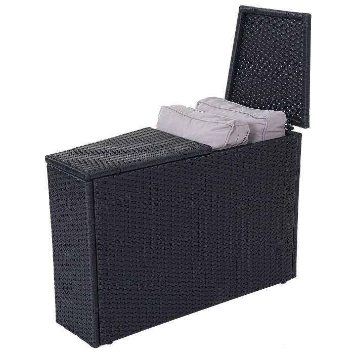 Luxus Poly-Rattan-Garnitur Savoie, Sitzgruppe Lounge-Set, XXL Sofa rund, anthrazit Kissen grau