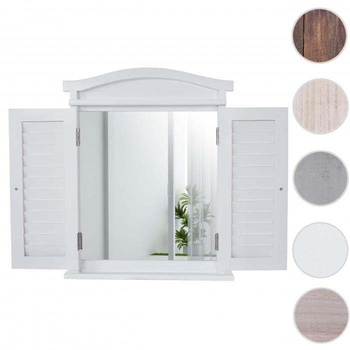 Wandspiegel Spiegelfenster mit Fensterläden 53x42x5cm ~ weiß lackiert