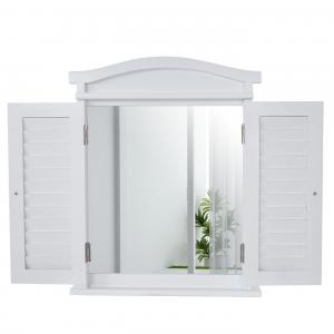 Wandspiegel Spiegelfenster mit Fensterläden 53x42x5cm ~ weiß lackiert