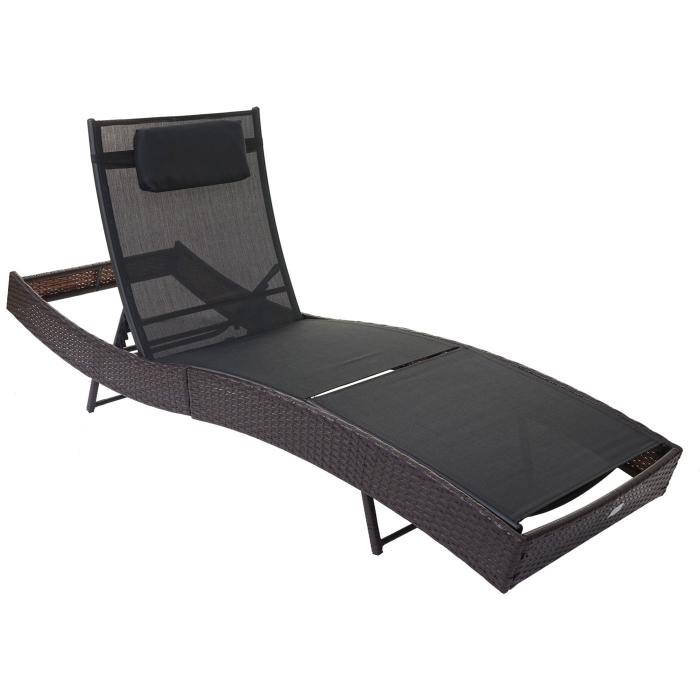 Sonnenliege Poly Rattan Gartenliege Relaxliege Strandkorb Camping Braun Schwarz