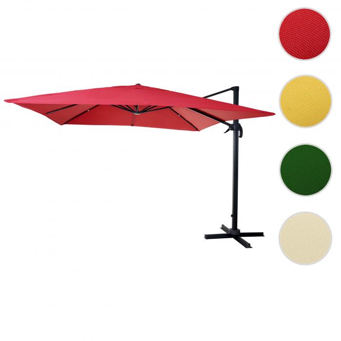 Gastronomie-Ampelschirm HWC-A96, Sonnenschirm 3x3m (4,24m) Polyester Alu/Stahl 23kg ~ rot ohne Stnder, drehbar
