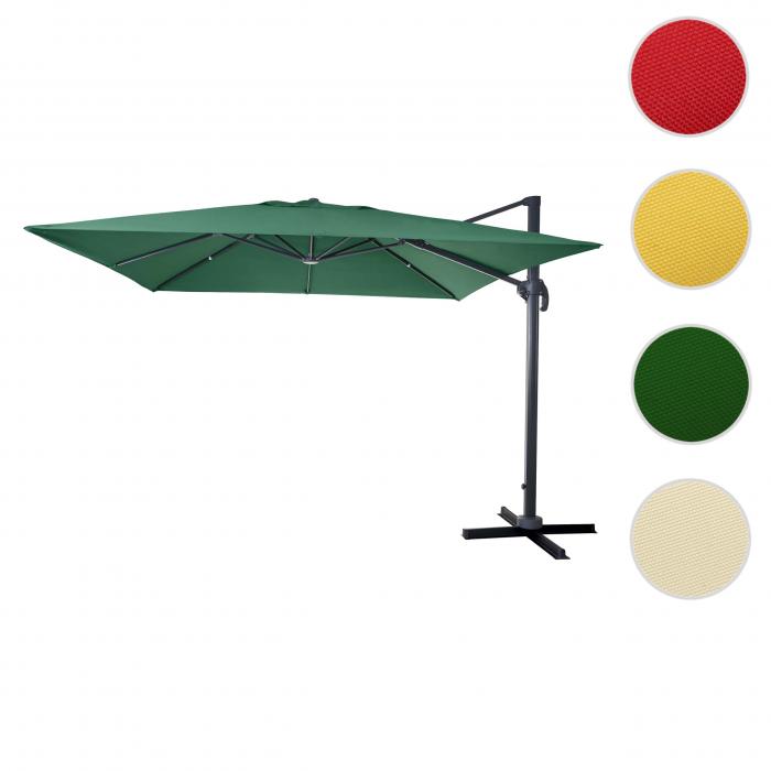 Gastronomie-Ampelschirm HWC-A96, Sonnenschirm 3x3m (4,24m) Polyester Alu/Stahl 23kg ~ dunkelgrn ohne Stnder