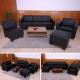 Modular Sofa-System Couch-Garnitur Lyon 3-1-1-1, Kunstleder ~ schwarz