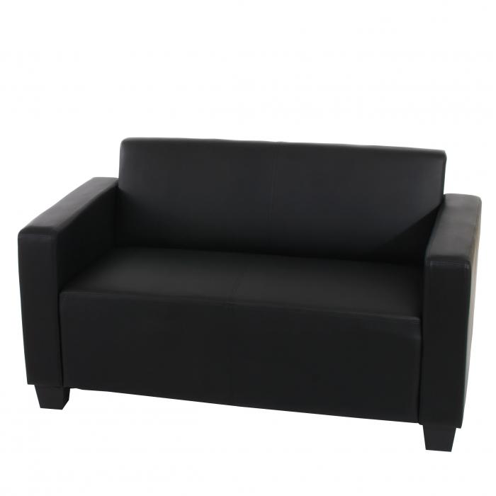 Modular 2er Sofa Couch Lyon Loungesofa Kunstleder 136cm ~ schwarz