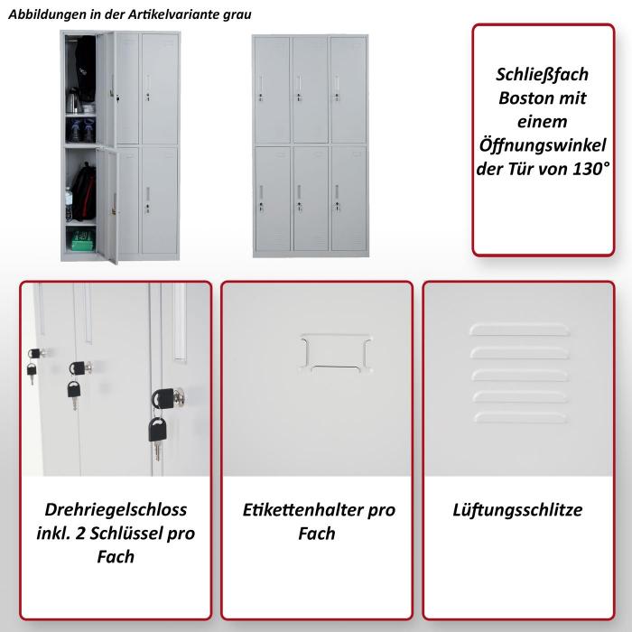 Schliefach Boston T829, Spind Wertfachschrank Schliefachschrank, Metall 3 Fcher ~ grau