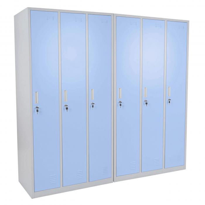 Schliefach Boston T829, Spind Wertfachschrank Schliefachschrank, Metall 6 Fcher ~ blau