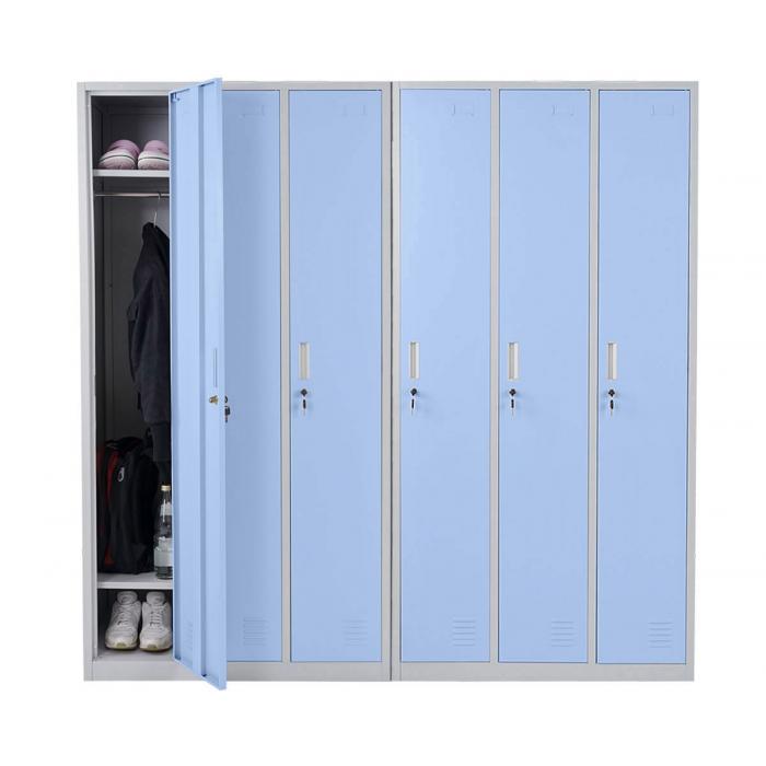 Schliefach Boston T829, Spind Wertfachschrank Schliefachschrank, Metall 6 Fcher ~ blau