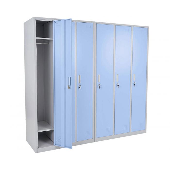 Schliefach Boston T829, Spind Wertfachschrank Schliefachschrank, Metall 6 Fcher ~ blau