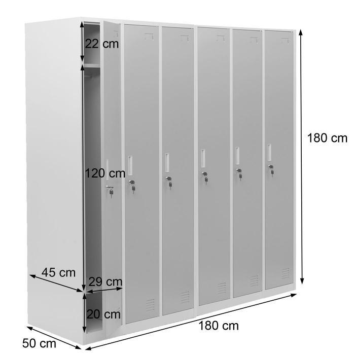 Schliefach Boston T829, Spind Wertfachschrank Schliefachschrank, Metall 6 Fcher ~ grau