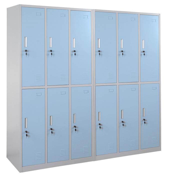 Schliefach Boston T829, Schliefachschrank Wertfachschrank Spind, Metall 12 Fcher ~ blau