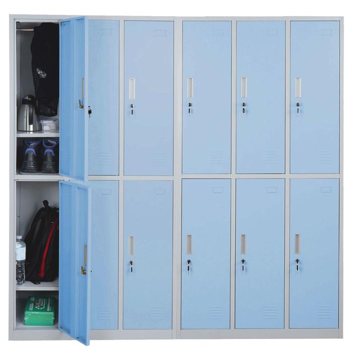 Schliefach Boston T829, Schliefachschrank Wertfachschrank Spind, Metall 12 Fcher ~ blau