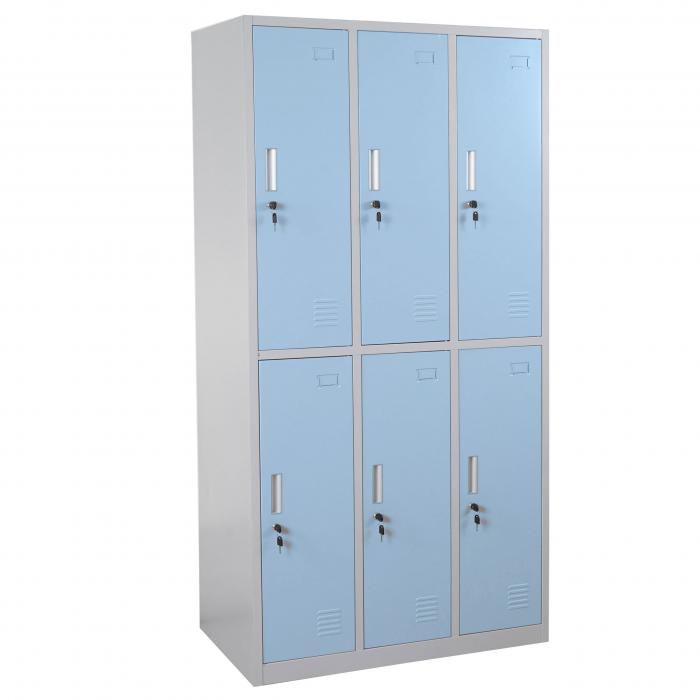 Defekte Ware (Verbogen SK4) | Schliefach Boston T829, Schliefachschrank Wertfachschrank Spind, Metall 6 Fcher ~ blau