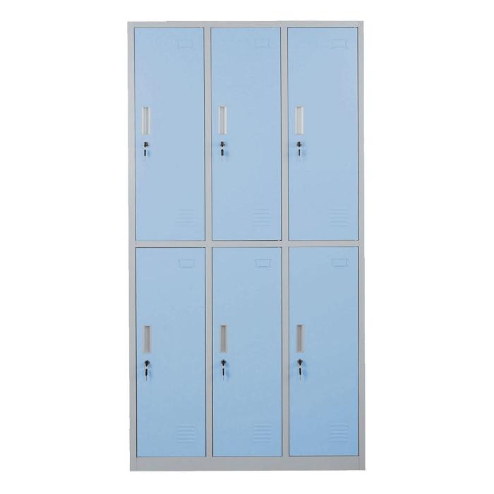 Defekte Ware (Verbogen SK4) | Schliefach Boston T829, Schliefachschrank Wertfachschrank Spind, Metall 6 Fcher ~ blau