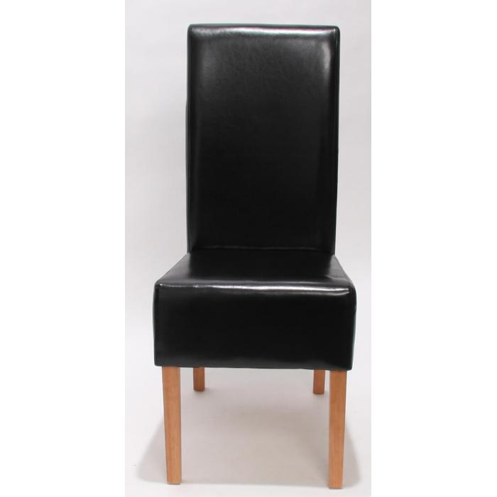 2er-Set Esszimmerstuhl Küchenstuhl Stuhl Latina, LEDER ~ schwarz, helle Beine