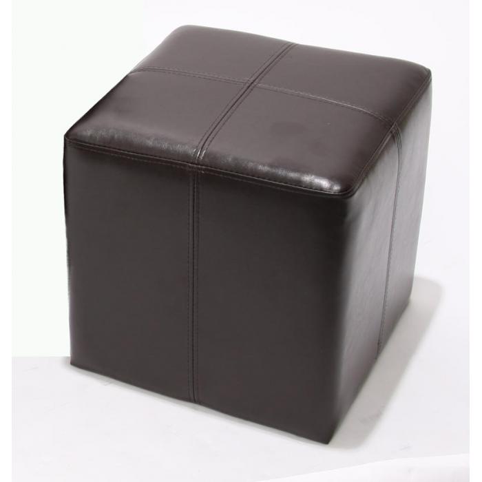Sitzwürfel Hocker Sitzhocker Onex, Leder + Kunstleder, 36x36x36cm ~ braun