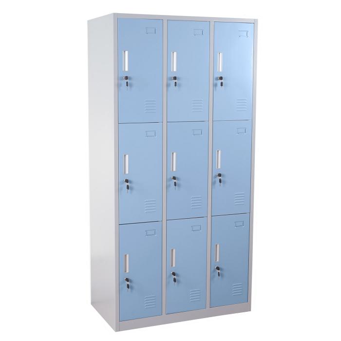 Schliefach Boston T829, Schliefachschrank Wertfachschrank Spind, Metall 9 Fcher ~ blau