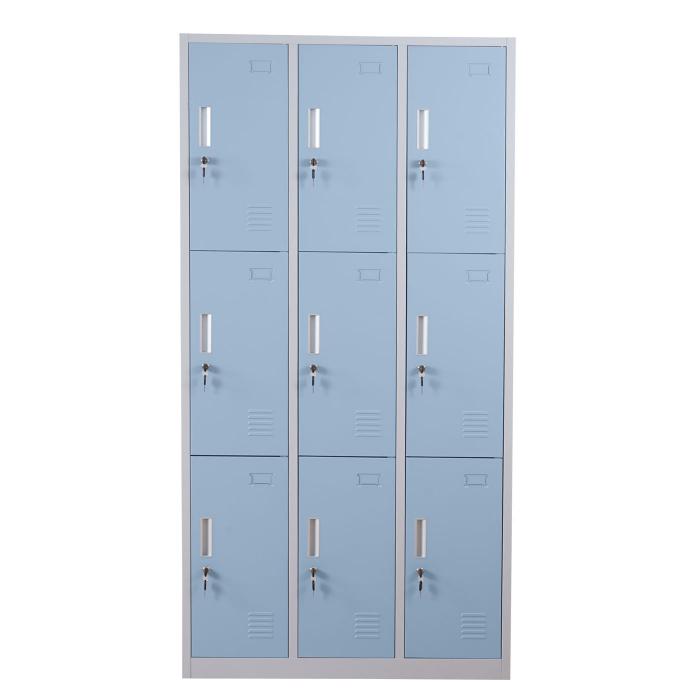 Schliefach Boston T829, Schliefachschrank Wertfachschrank Spind, Metall 9 Fcher ~ blau