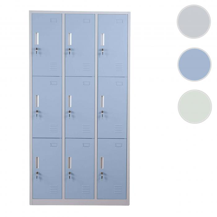 Schliefach Boston T829, Schliefachschrank Wertfachschrank Spind, Metall 9 Fcher ~ blau