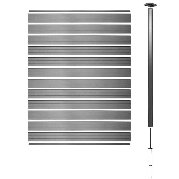 WPC-Sichtschutz Sarthe, Windschutz Zaun, Alu-Pfosten ~ Erweiterungselement, 1,85m grau