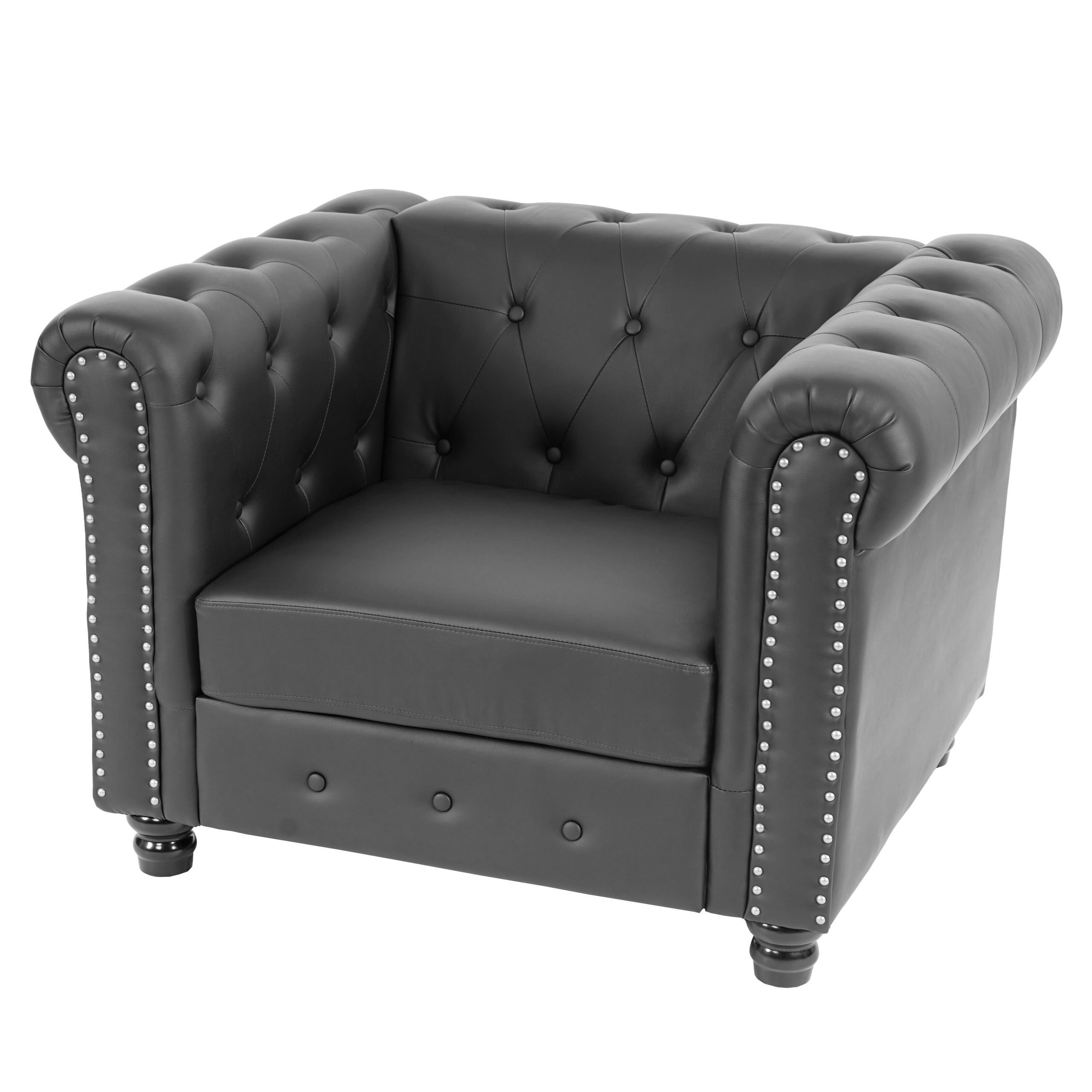 Luxus Sessel Chesterfield, Loungesessel, Kunstleder runde oder eckige Füße - Bild 9 von 21