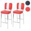 2er-Set Barhocker Avellino, Barstuhl Tresenhocker, Retro 50er Jahre Design, Kunstleder FSC ~ rot-wei